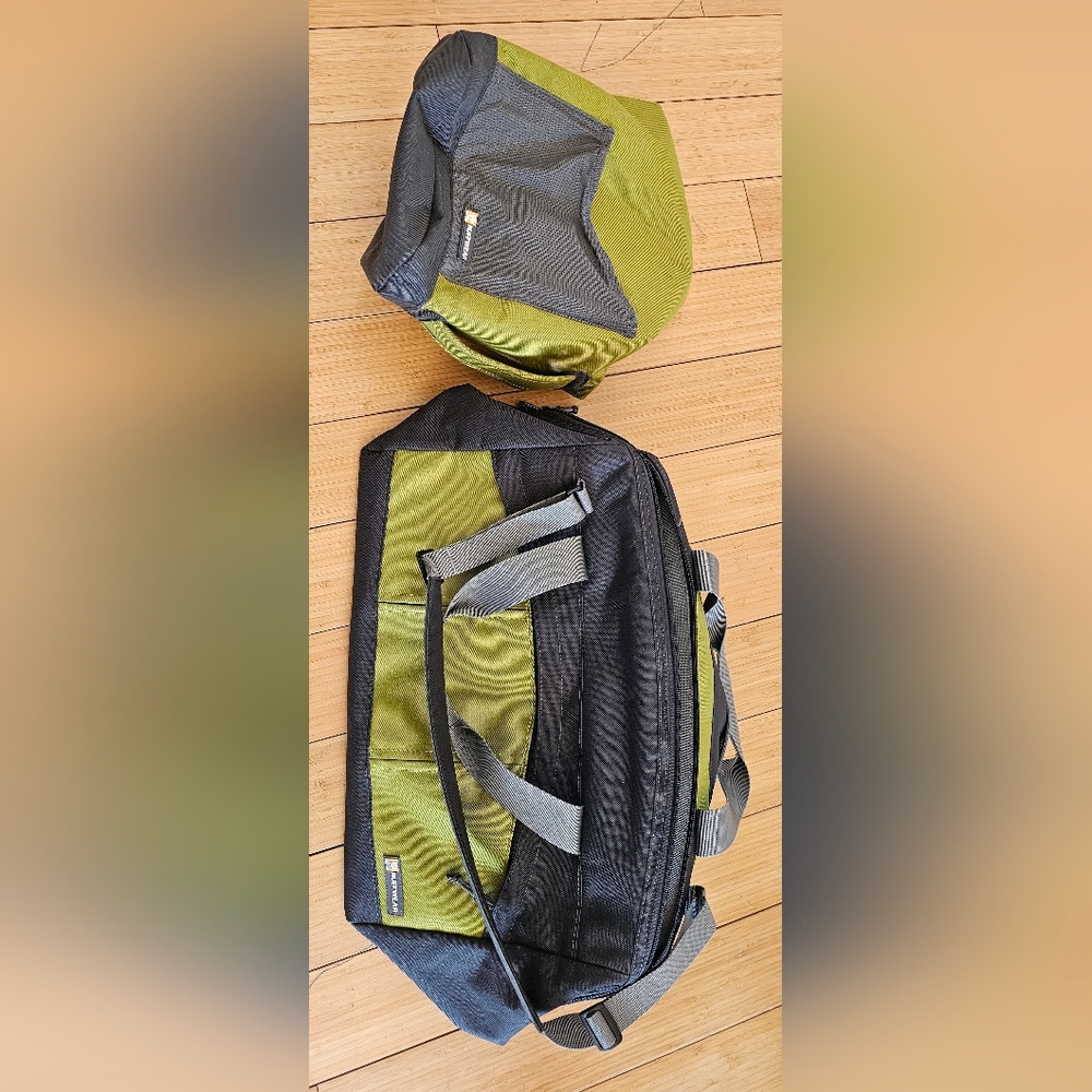 Ruffwear dog duffel bag and matching food bag